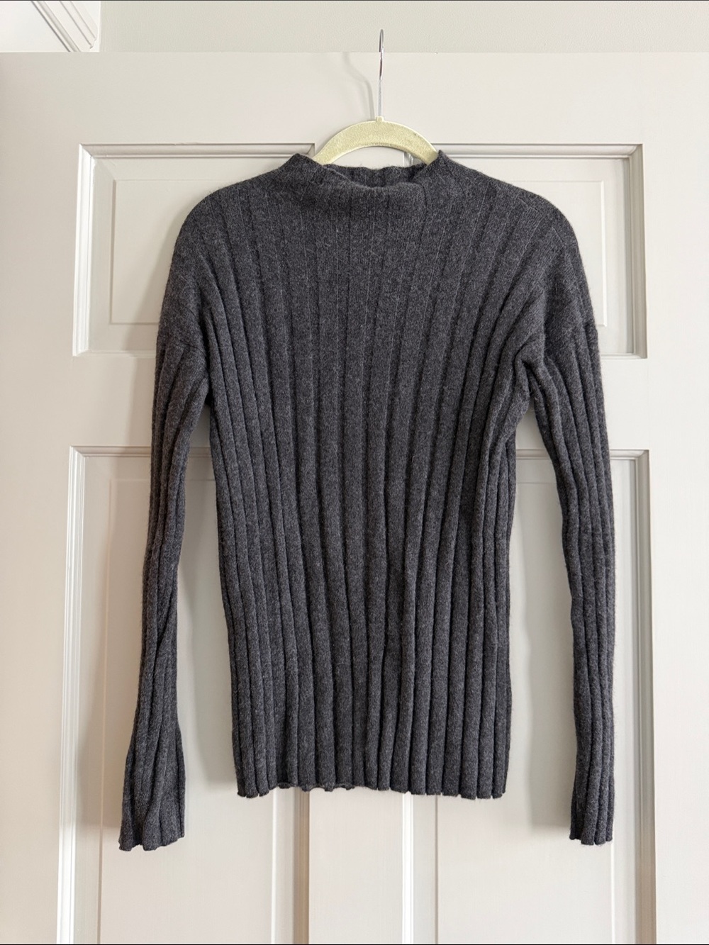 Saks Fifth Avenue Cashmere Charcoal Ribbed Mock-Neck Sweater